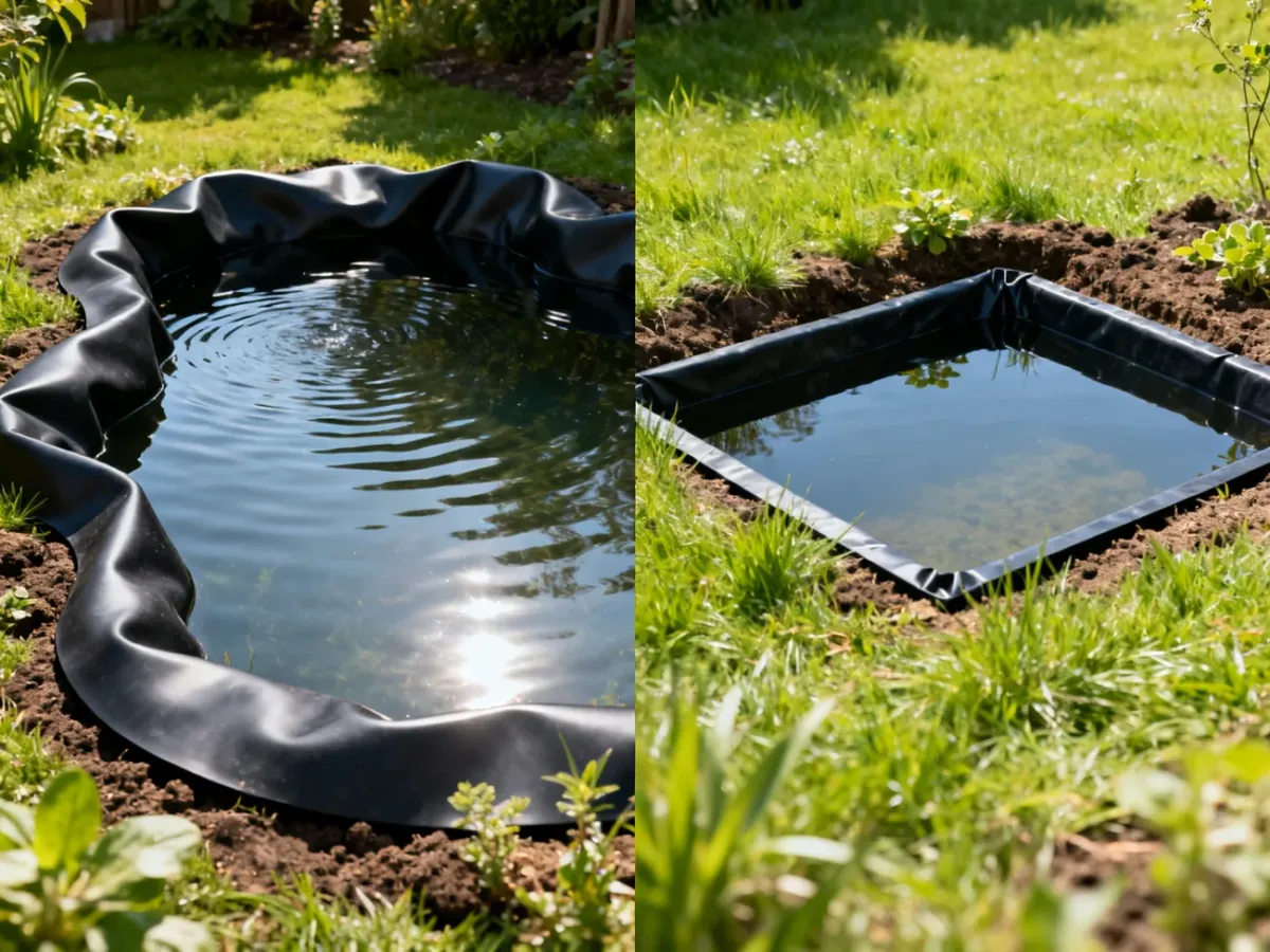 Porównanie elastycznej folii EPDM w dużym oczku i folii PVC w małym zbiorniku